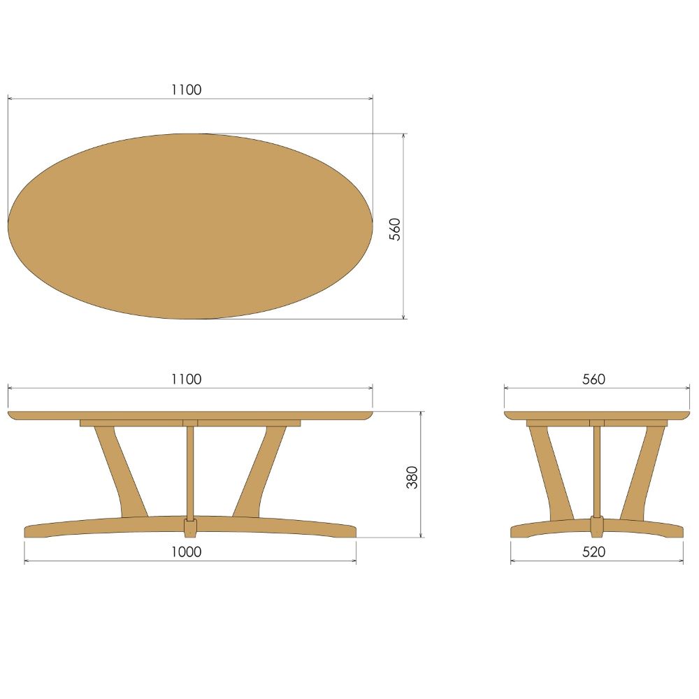 MIOSI センターテーブルELT13A(1100×560)(オーク)
